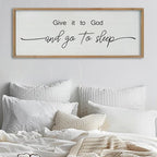 SRSZHIYUE Give It To God And Go to Sleep Sign Wall Decor 40"×15" for Master Bedroom Above Bed Guest Room Over Art Decoration (Wood)