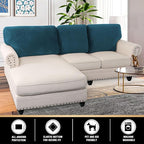 PrinceDeco Sectional Couch Covers Velvet Cushion Covers for Sectional Couch Cushion Covers for Sectional Sofa Separate Sectional Sofa Slipcovers Washable(1 Chaise Back+ 2 Sofa Back,Camel)