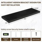 36 Inch Floating Shelves, 36"x9.25"x1.5" Inch Deep Floating Shelves for Wall, Wooden Shelves for Bathroom, Bedroom, Living Room, Black