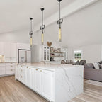 Black Pendant Lights,Modern Glass Pendant Lights Kitchen Island 2 Pack,21.6'' Farmhouse Kitchen Pendant Lighting Over Island for Dining Table,Bathroom,Bedroom