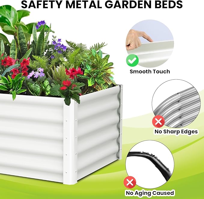 Large Outdoor Planter Boxes Kit Set of 2,6x3x1.5ft Galvanized Raised Bed Planter with Open-Ended Base Design, Elevated for Outdoor Plants, Durable Raised Bed for Gardening,Green
