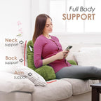 Nestl Reading Pillow Standard Bed Pillow, Back Pillow for Sitting in Bed Shredded Memory Foam Chair Pillow Reading & Bed Rest Pillows Calla Green Back Pillow for Bed, Bed Chair Arm Pillow with Pockets