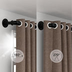 Black Curtain Rods 18 to 120 Inch, Industrial Curtain Rods,Adjustable Length,1 in Diameter Pipe,Wall or Ceiling Mounted,for Bedroom and Living Room(Black 18” to 120”)