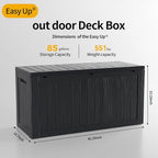 85 Gallon Deck Box Waterproof,Outdoor Storage Box Lockable for Patio Cushions,Garden Tools,Pool Accessories with Hydraulic Rod, UV-Resistant and Durable for Patio,Garden Use