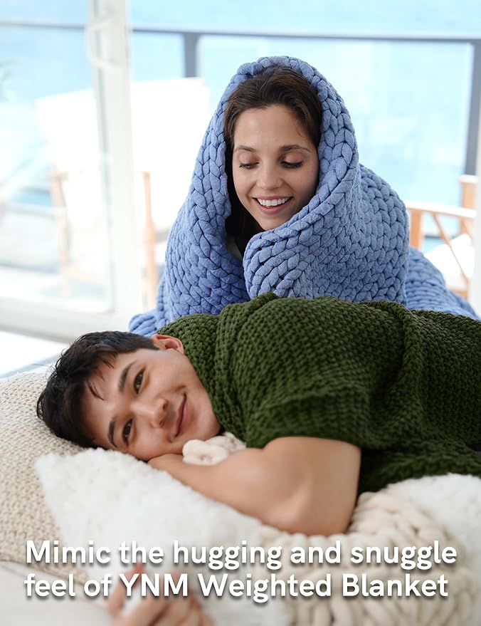 YnM Chunky Cotton Knit Throw Blanket, Cable Knit Throws for Bed Couch Sofa, Comfy & Relaxing, Decorative Piece for Farmhouse Modern Boho Rustic Scandinavian Chic Vibe, Pine Green 80x87 Inches