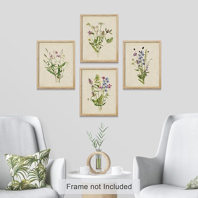 SIGNWIN Adhesive Canvas Poster Watercolor Floral Botanical Vintage Minimalist for Living Room, Bedroom, Office - 12"x16"x4