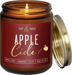 Apple Cider Candle, Fall Candles I Apple Cider, Cinnamon & Nutmeg - Infused with Essential Oils I Mulled Cider Fall Scented Candle (Soy) for Home I 9oz Reusable Jar I 50Hr Burn I Made in USA
