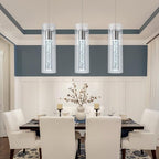 3-Pack Modern Pendant Lighting Satin Nickel,24W Light Chandelier with LED Bulb, Updated Housing and Bubble Kitchen Light for Kitchen,Dining Room,Living Room,Corridor and Restaurant, 6000K