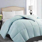 EASELAND Queen Size Down Alternative Comforter - Quilted Duvet Insert for All Seasons, Soft Lightweight with Corner Tabs, Summer Winter Warm Bedding, Aqua 88×88 Inches