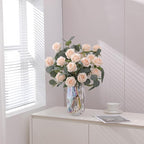 Serra Flora 10Pcs Realistic Artificial Eucalyptus Rose Stems - Lifelike Leaf Branches with Natural Texture for Stylish Vase Bouquets, Modern Home Decor & Elegant Wedding Arrangements