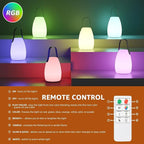 uuffoo 2 Pack Portable Outdoor Table Lamp - Dimmable Rechargeable Night Lights w/ Remote and 7 RGB Colors, IP44 Water-Resistant Hanging Lantern for Patio, Tent, Bedroom, Garden, Emergency