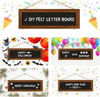 Picture Frames Collage Photo Hanging Display, Felt Letter Board with 340 Letters and 15 Clips, Picture Board Rustic Frames for Wall Dorm Room Decor Christmas Holiday Birthday Party Present