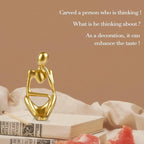 Sandstone Resin Thinker Style Abstract Sculpture Statue Collectible Figurines Home Office Bookshelf Desktop Decor (Small Gold, Right)