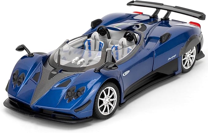 1/24 Car Model Compatible for Collectible Pagani Zonta HP Diecast Toy Car,Zinc Alloy Pull Back Cabriolet Vehicles Toy with Sound and Light for Adult Boys Girls (Blue)
