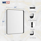 WEER Black Bathroom Mirror for Wall, 24X30 Inch Matte Black Mirror, Rectangular Black Metal Framed Vanity Mirror with Tempered Glass, Rounded Corner, Anti-Rust (Horizontal/Vertical)
