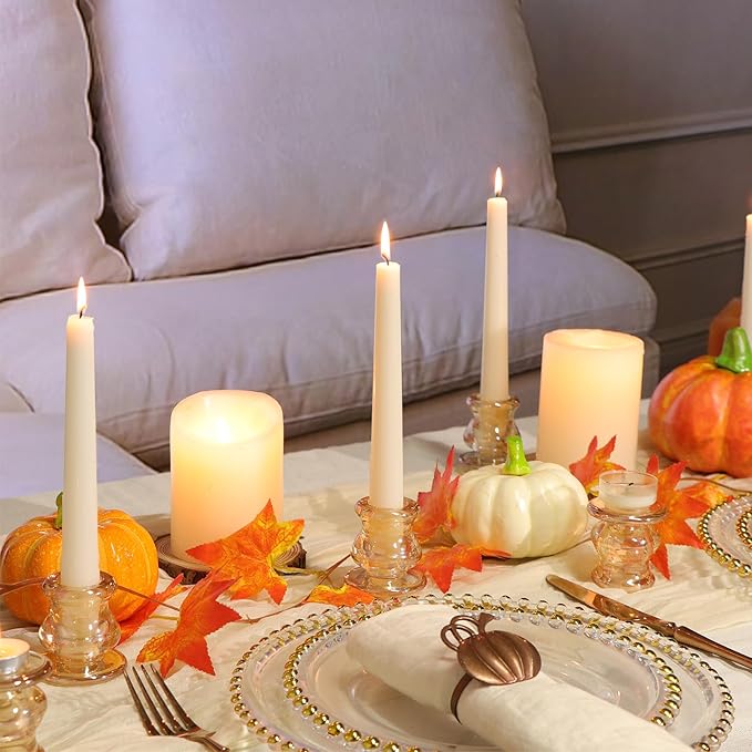 12pcs Gold Candlestick Holders- Taper Candle Holders for Table Centerpiece- Glass Candle Holder for Wedding, Dinner Table, Party and Festival Decoration