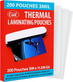 3MIL Thermal Laminating Sheets (200 Count) 9x11.5 inch, Letter Size, Dry-Erase Friendly Laminate Pouches, Compatible with Laminator Machine, Crystal Clear Laminated Finish