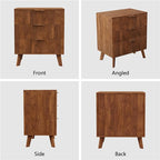 Fluted 3 Drawer Dressers, Modern Closet Dressers Chest of Drawers, Wood Storage Dresser Chest of Drawers Organizer for Bedroom Living Room Hallway Closet(Walnut)