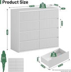 White 8 Drawer Dresser, Modern Fluted Dressers & Chest of Drawers for Bedroom, 48" Wide Dresser TV Stand with Deep Drawer, Curved Profile, Wood Organizer for Bedroom, Living Room, Hallway