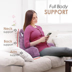 Nestl Reading Pillow Standard Bed Pillow, Back Pillow for Sitting in Bed Memory Foam Chair Pillow, Reading & Bed Rest Pillows Lavender Dream Back Pillow for Bed, Bed Chair Arm Pillow with Pockets