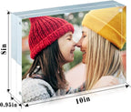 ILYXY 5 Pack Acrylic Frame 8x10, 20% Thicker, 24mm Thick Frameless Clear Picture Frame, Double Sided Magnetic Photo Frame, Free Standing Desktop Display Stand Acrylic Picture Frames