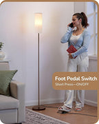 EDISHINE LED Floor Lamp for Living Room, 63.7in Modern Standing Lamp with 9W LED Bulb, 3 Color Temperature, Minimalist Floor Lamp for Bedroom, Office, Nursery, Foot Pedal Switch, Brown