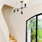 Globe Electric 64000048 4-Light Adjustable Height Geometrical Track Lighting, Matte Black, Ceiling Light, Track Light Heads, Pivot Shades, Track Lighting Kit, 4 Bulb Kitchen Light, GU10 Socket