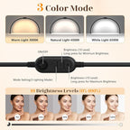 Half Moon Light for Nail Desk: 29" Foldable Half Moon Nail Desk Lamp with Phone Holder for Beginner - Arch Tech Light with 3 Color Modes & 10 Brightness for Manicure Salon (Black Diamond, Large)