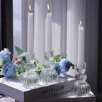 Woho Clear Ribbed Candlestick Holders 4.3" H Set of 6 for Wedding Table Centerpiece, Glass Taper Candle Holders for Holiday Home Decor, Vintage Candle Sticks Holder Decor for Thanksgiving Christmas