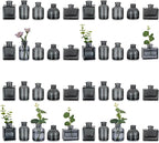 Glasseam Bud Vases in Bulk 40: Gray Glass Vases for Centerpieces Cute Small Vases for Flowers Mini Decorative Tiny Centerpiece Table Decor for Wedding Party Dining Room Decoration