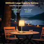 Small Cordless Table Lamp,5000mAh Rechargeable Battery Operated Desk Lamp,3 Colors & 7 RGB Stepless Dimmable, Portable Touch Bedside Night Light for Patio Restaurant Home,Wood Base,Flaxen Shade