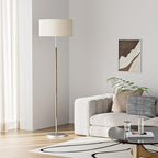 2-Light Floor Lamp, Mid Century Floor Lamp with Beige Lampshade, Standing Lamp Tall Lamp for Living Room Bedroom, 3 Color Temperatures 9W Bulb Include
