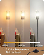 EDISHINE Floor Lamps for Living Room, 63.7in Minimalist Standing Lamp with 9W LED Bulb, 3 Color Temperature, Modern Corner Lamp for Bedroom, Nursery, Office, Foot Pedal Switch, Black