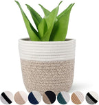 Cotton Rope Plant Basket Modern Woven Basket for 6" Flower Pot Floor Indoor Planters,Rustic Home Decor Storage Organizer H6 3/4" x W6 1/2"