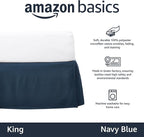 Amazon Basics Lightweight Pleated Bed Skirt, King, Navy Blue, Solid