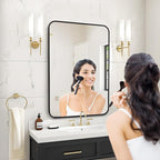 Fabuday Small Black Bathrrom Mirror for Over Sink - 16x24 Framed Rectangle Wall Mirror, Matte Metal Rectangular Vanity Mirrors for Bedroom, Living Room, Entryway, Hallway, Horizontally/Vertically