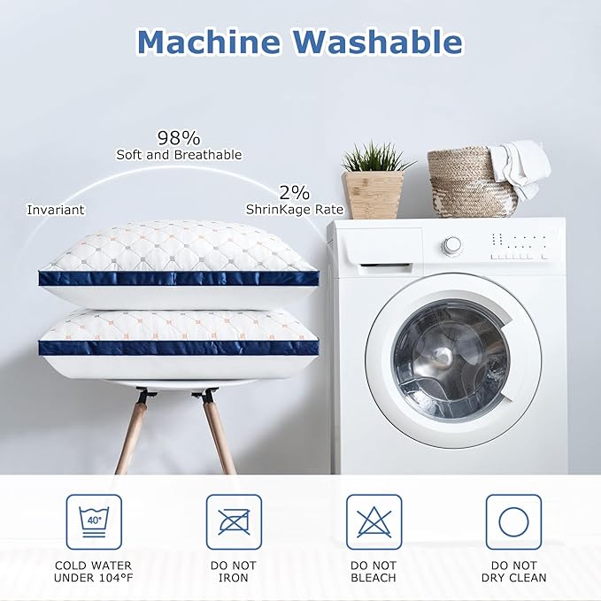 Pillows King Size Set of 2, Luxury Hotel Quality Bed King Pillows, Fluffy Down Alternative Pillows 2 Pack for Sleeping, Soft Gusseted Cooling Pillows for Side, Back or Stomach Sleepers