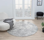 Keen Home Design Area Rugs - 8ft Round Non-Shedding, Abstract Rugs for Kitchen, Living Room, Bedroom, Dining Room, Entryway - Size: 7'10" Round, Abstract Cream/Grey