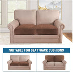H.VERSAILTEX Velvet Stretch Couch Cushion Cover Plush Cushion Slipcover for Loveseat Cushion Furniture Protector Seat Cushion Sofa Cover (2 Piece Medium Sofa Cushion Covers, Caramel)