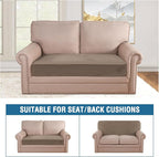 H.VERSAILTEX Velvet Stretch Individual Cushion Cover Plush Cushion Slipcover for Loveseat Sofa Furniture Protector Seat Cushion Sofa Cover (1 Piece Loveseat Cushion Cover, Mocha)