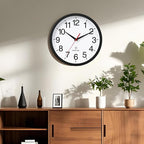 Atomic Wall Clock, Modern 12 Inch Battery Operated Wall Clocks, Analog Clock for Living Room, Office, Home, Bedroom, Kitchen, Bathroom(Black)