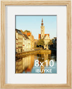IBUYKE 8x10 Picture Frame,Solid Oak Wood 8x10 Photo Frame with Mat to 5x7,10x8 Picture Frames With Tempered Glass,Tabletop or Wall Mount Display,Home Decor,Natural Oak 8 x 10 Frame,UWPF0810N