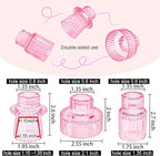 Double Sided Vintage Ribbed Taper Glass Candle Holders,Tea Candle Holder for Table Centerpieces, Wedding Decorations and Dinner Parties (Pink, 3 PCS)