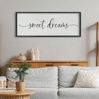 SRSZHIYUE Sweet Dreams Above Bed Wall Decor, 40"x15" Large Rustic Master Bedroom Over Bed Sign Guest Room Couples Wood Framed Farmhouse Horizontal Hanging Decoration (Black)