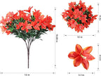 Artificial Fake Fall Flowers for Outdoors 3 Bundles Silk Azalea Flower Faux Plants UV Resistant Realistic Flowers for Outside Planter Porch Patio Yard Garden Walkways Home Decor (Orange+Yellow)