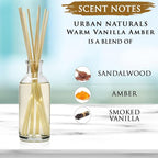 Urban Naturals Warm Vanilla Amber Reed Diffuser Gift Set | Creamy. Warm. Sultry. Notes of Sandalwood, Amber & Smoked Vanilla | Made with Essential Oils & Real Botanical Pieces