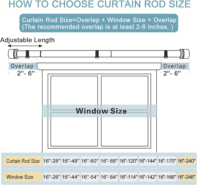 Curtain Rods for Windows 16 to 240 Inches Adjustable Length 1 Inch Diameter Window Curtain Rod with Aluminium Finials, Flash Gold
