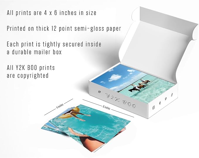 Y2K BOO Summer Beach Aesthetic Wall Collage Kit – 50 Ocean Blue & Sky Blue Photos, 4"x6" Prints for Teen Girls Dorm Room Decor, Beach Activities & Ocean Moments, Ideal Gift for Birthday & Graduation