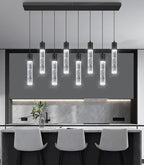 8-Lights Modern Crystal Chandeliers for Kitchen Island Pendants Lighting Fixture for Dining Room LED Ceiling Light for Hallway Foyer 6000K Black