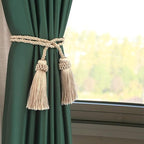 Fenghuangwu Curtain Tiebacks Handmade Decorative Curtain Holdbacks Rope with Tassel (Beige, 2P)
